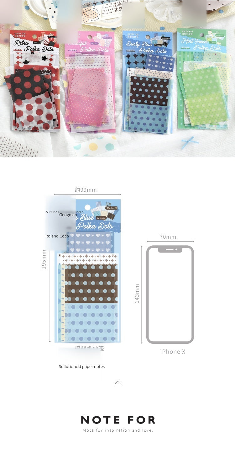 NOTE FOR Tracing Paper Notes Diandian Stories Korean simple ins girly style basic wave dot material paper ledger collage decoration DIY handmade colorful wave dot wild material