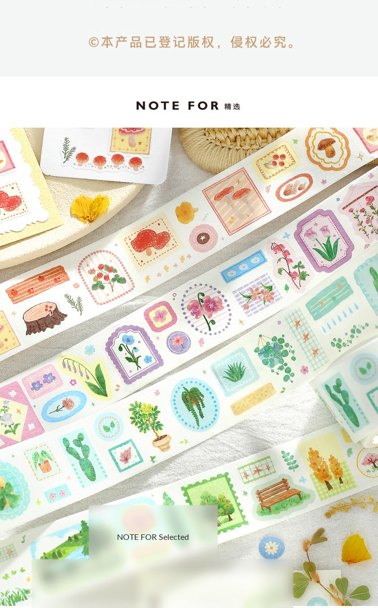 Cardlover Die-cut Thickening Washi Tape, Japanese literature and art plant illustrations, hand ledger, collage material, natural flowers, green plants, material, hand ledger, collage hand ledger