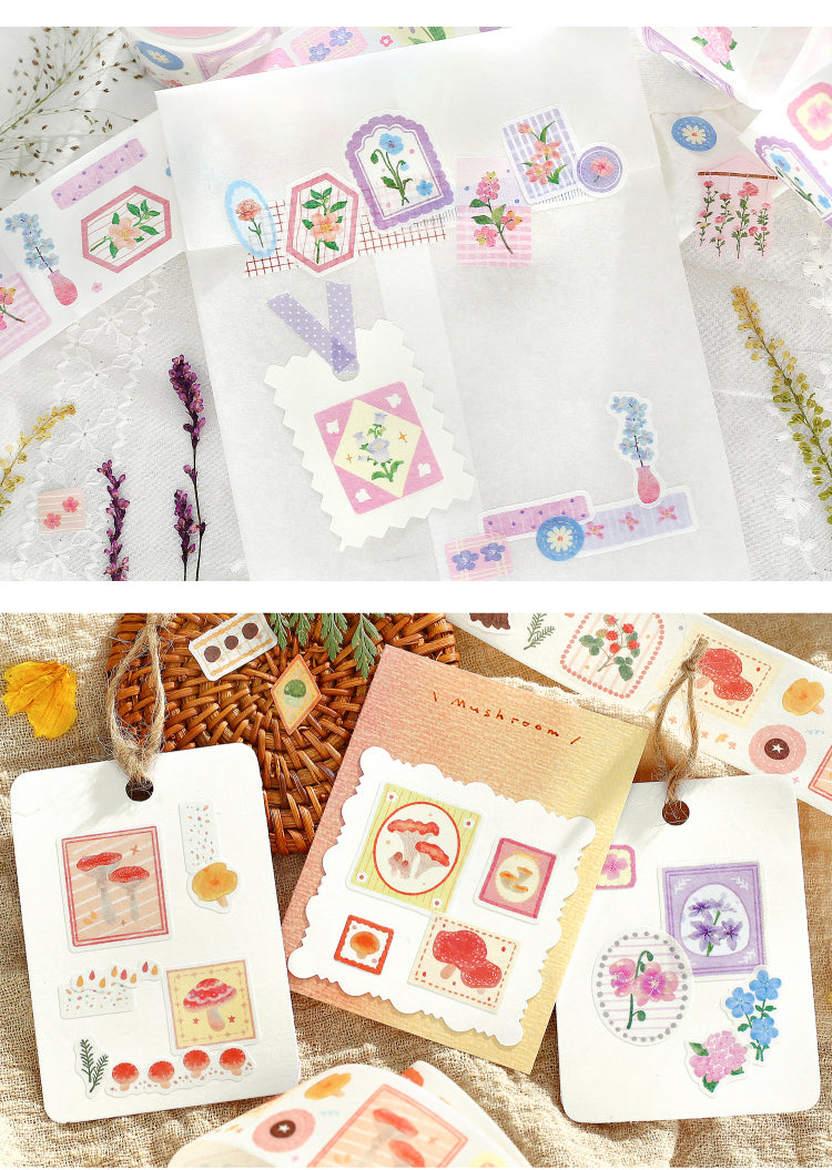 Cardlover Die-cut Thickening Washi Tape, Japanese literature and art plant illustrations, hand ledger, collage material, natural flowers, green plants, material, hand ledger, collage hand ledger