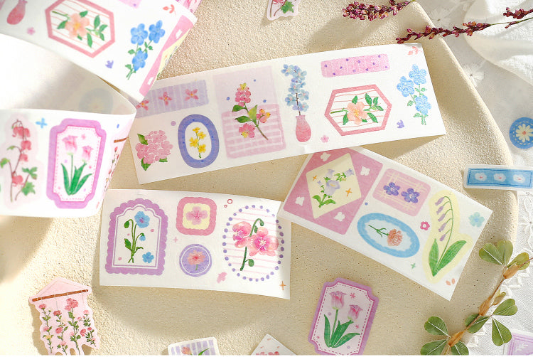 Cardlover Die-cut Thickening Washi Tape, Japanese literature and art plant illustrations, hand ledger, collage material, natural flowers, green plants, material, hand ledger, collage hand ledger