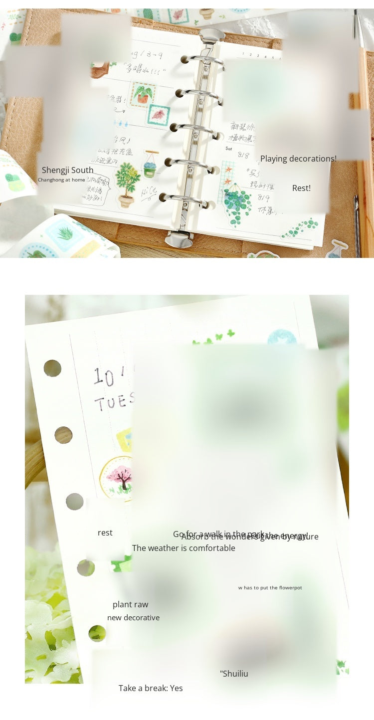 Cardlover Die-cut Thickening Washi Tape, Japanese literature and art plant illustrations, hand ledger, collage material, natural flowers, green plants, material, hand ledger, collage hand ledger