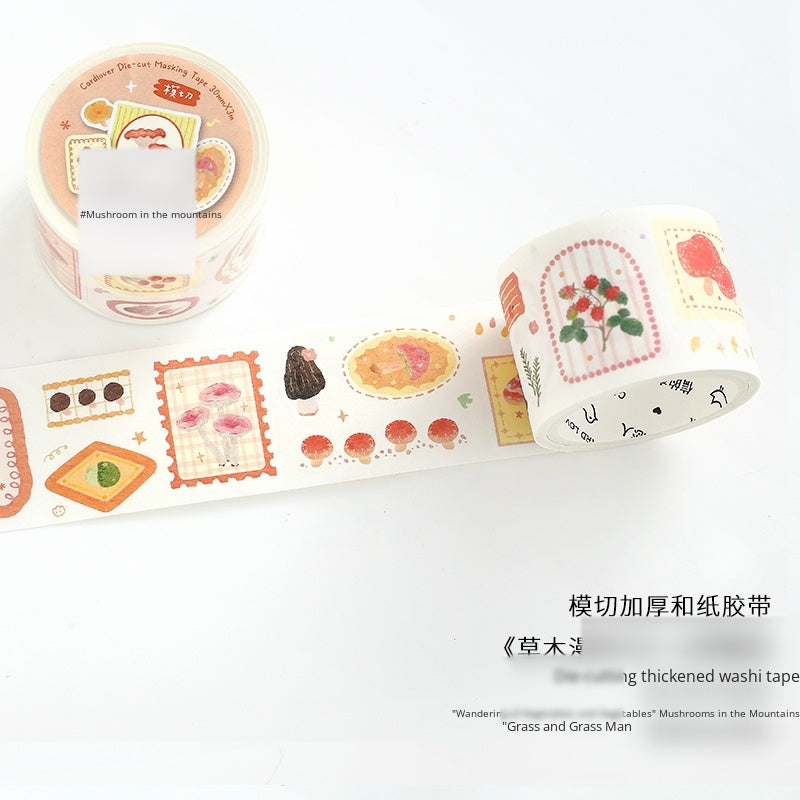 Cardlover Die-cut Thickening Washi Tape, Japanese literature and art plant illustrations, hand ledger, collage material, natural flowers, green plants, material, hand ledger, collage hand ledger