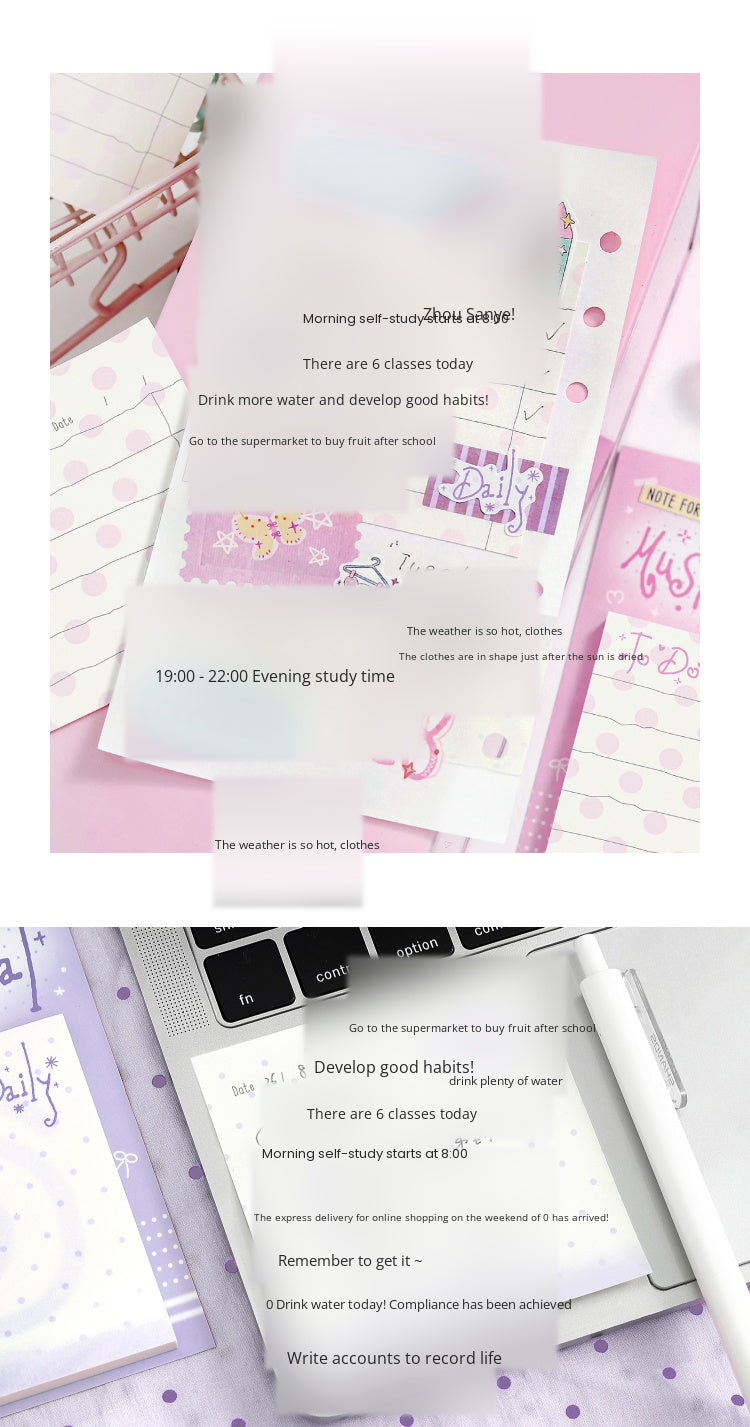 NOTE FOR Post-it notes a little bit of record ins simple wave dot control fresh hand account decoration DIY material writing paper hand account memos notes sweet cool ancient morning flavor fresh color