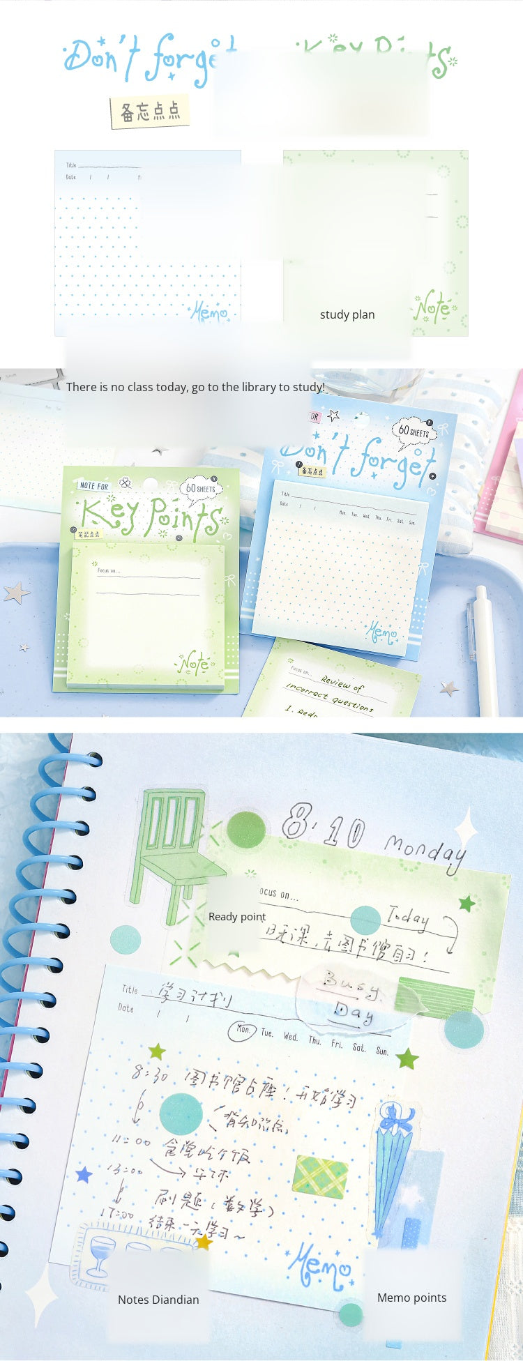 NOTE FOR Post-it notes a little bit of record ins simple wave dot control fresh hand account decoration DIY material writing paper hand account memos notes sweet cool ancient morning flavor fresh color