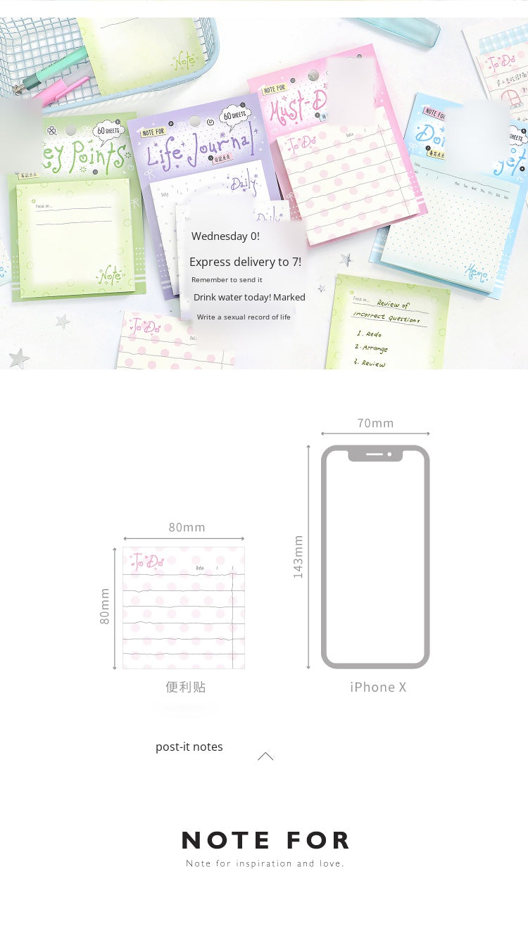NOTE FOR Post-it notes a little bit of record ins simple wave dot control fresh hand account decoration DIY material writing paper hand account memos notes sweet cool ancient morning flavor fresh color