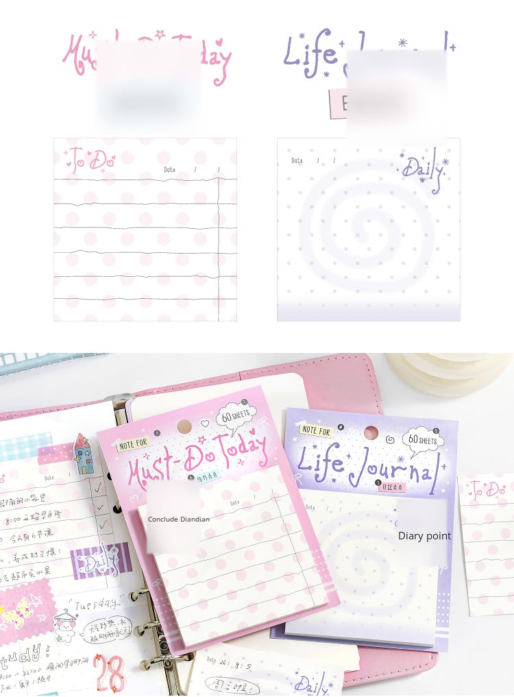 NOTE FOR Post-it notes a little bit of record ins simple wave dot control fresh hand account decoration DIY material writing paper hand account memos notes sweet cool ancient morning flavor fresh color