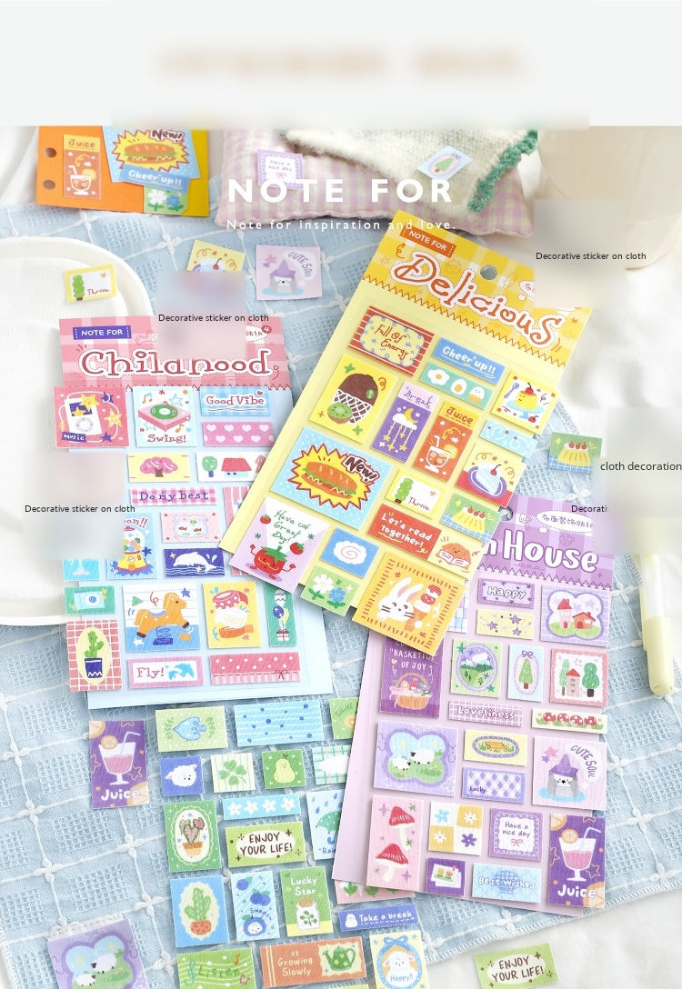 NOTE FOR Cloth Decorative Stickers Fun Quilt Cute Warm Illustration Cloth Decorative Stickers Handpiece Collage Material Markers Cloth Stickers Multi-Size Material Handpiece