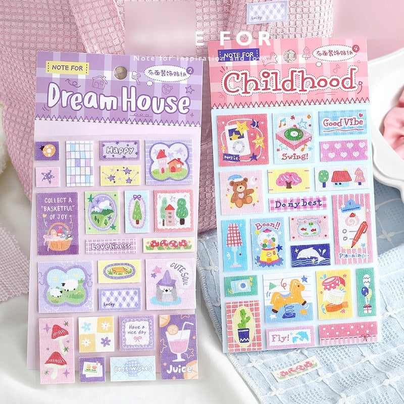 NOTE FOR Cloth Decorative Stickers Fun Quilt Cute Warm Illustration Cloth Decorative Stickers Handpiece Collage Material Markers Cloth Stickers Multi-Size Material Handpiece