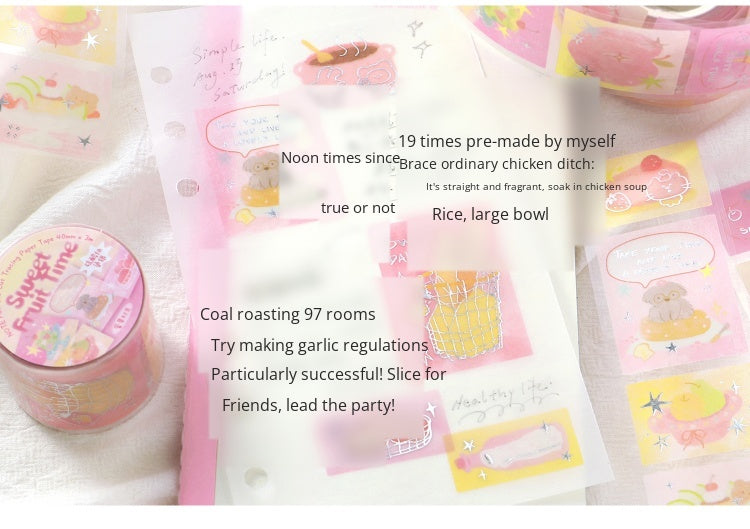 NOTE FOR Hot Silver Die-cut Tracing Paper Tape Milk Mist Roaming Light Salt Lovely Animal Dream Base Hand-Draining DIY Decorative Collage Material Glitter Hot Silver Tracing Paper Tape