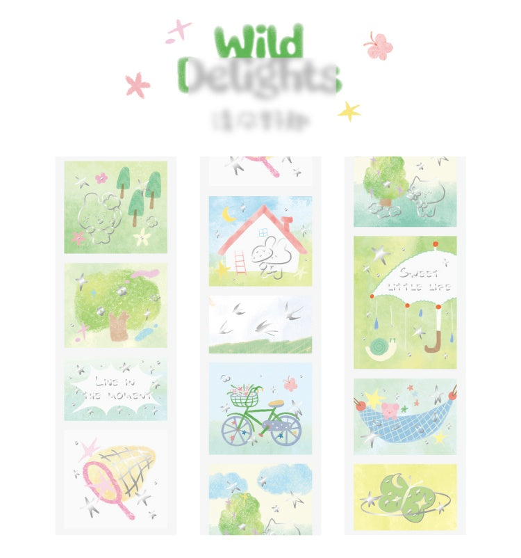 NOTE FOR Hot Silver Die-cut Tracing Paper Tape Milk Mist Roaming Light Salt Lovely Animal Dream Base Hand-Draining DIY Decorative Collage Material Glitter Hot Silver Tracing Paper Tape