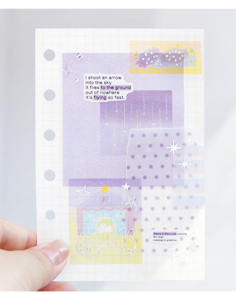 NOTE FOR Hot Silver Die-cut Tracing Paper Tape Milk Mist Roaming Light Salt Lovely Animal Dream Base Hand-Draining DIY Decorative Collage Material Glitter Hot Silver Tracing Paper Tape