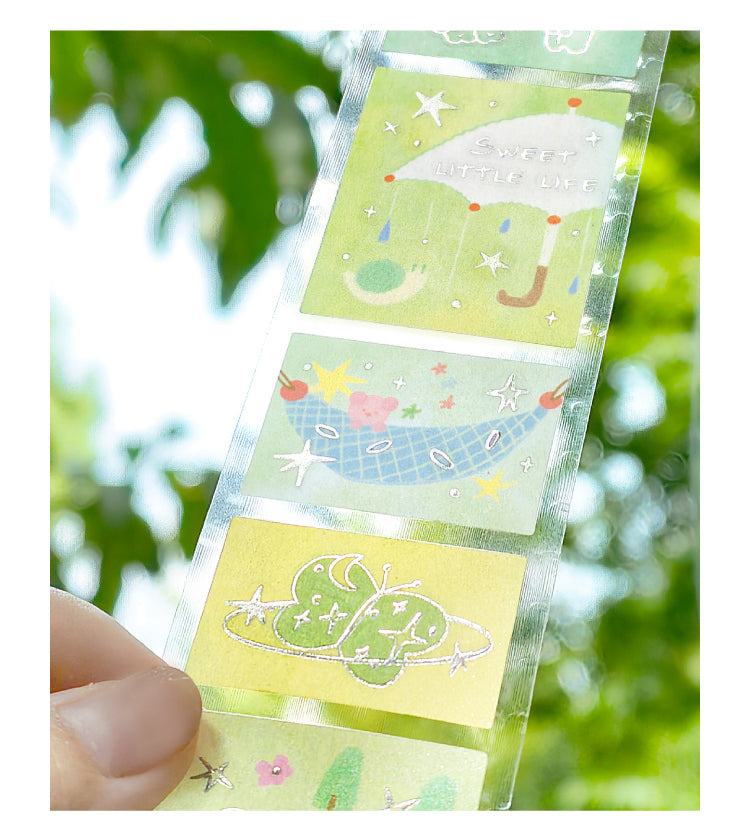NOTE FOR Hot Silver Die-cut Tracing Paper Tape Milk Mist Roaming Light Salt Lovely Animal Dream Base Hand-Draining DIY Decorative Collage Material Glitter Hot Silver Tracing Paper Tape