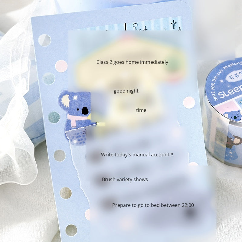 NOTE FOR Writeable Die-cut Tape BOBO Station Cute plush animal koala fox panda hand account DIY patchwork label decorative material Writeable Tape hand account