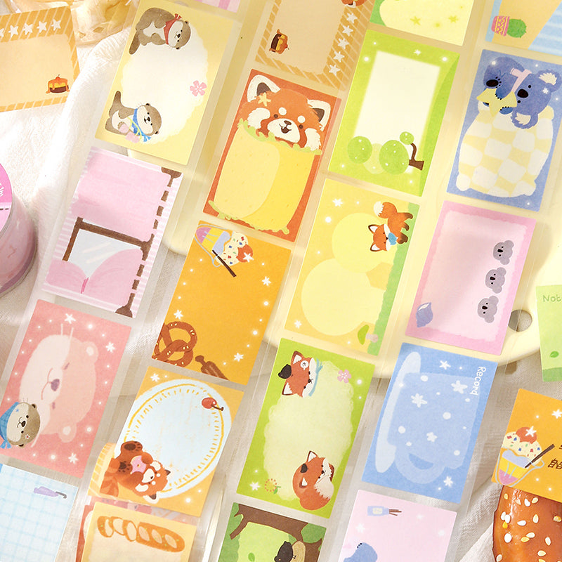 NOTE FOR Writeable Die-cut Tape BOBO Station Cute plush animal koala fox panda hand account DIY patchwork label decorative material Writeable Tape hand account