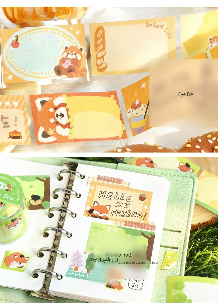 NOTE FOR Writeable Die-cut Tape BOBO Station Cute plush animal koala fox panda hand account DIY patchwork label decorative material Writeable Tape hand account