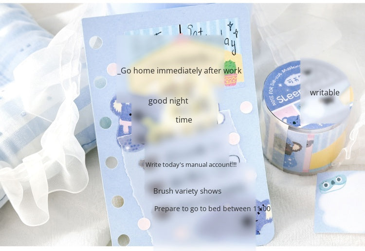 NOTE FOR Writeable Die-cut Tape BOBO Station Cute plush animal koala fox panda hand account DIY patchwork label decorative material Writeable Tape hand account
