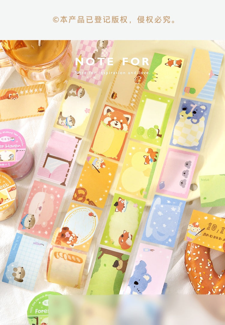 NOTE FOR Writeable Die-cut Tape BOBO Station Cute plush animal koala fox panda hand account DIY patchwork label decorative material Writeable Tape hand account