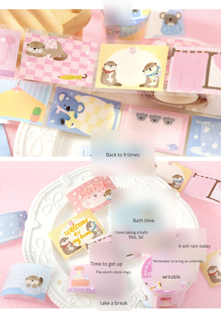 NOTE FOR Writeable Die-cut Tape BOBO Station Cute plush animal koala fox panda hand account DIY patchwork label decorative material Writeable Tape hand account