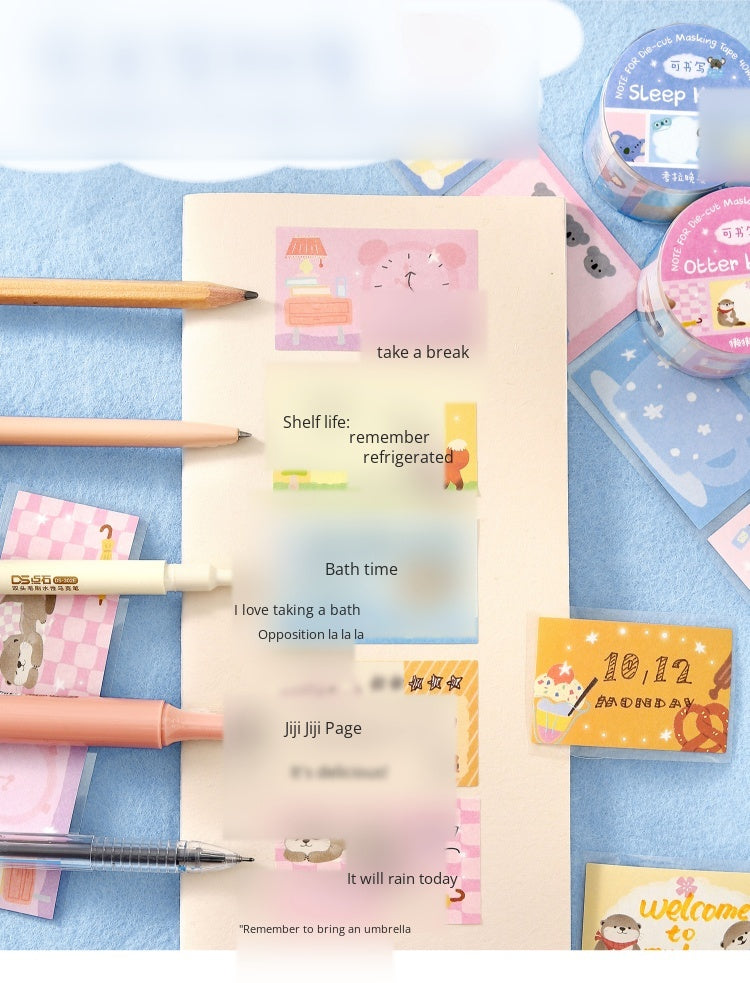NOTE FOR Writeable Die-cut Tape BOBO Station Cute plush animal koala fox panda hand account DIY patchwork label decorative material Writeable Tape hand account