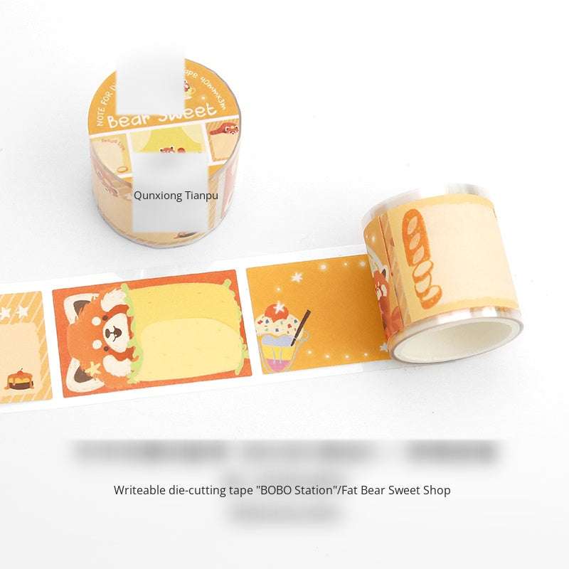 NOTE FOR Writeable Die-cut Tape BOBO Station Cute plush animal koala fox panda hand account DIY patchwork label decorative material Writeable Tape hand account