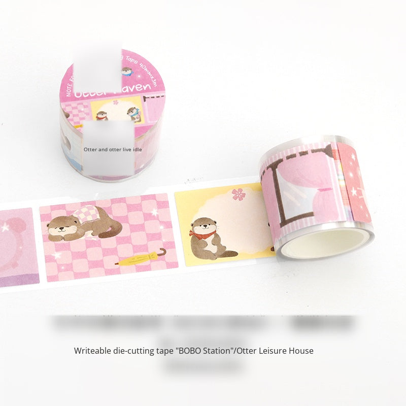 NOTE FOR Writeable Die-cut Tape BOBO Station Cute plush animal koala fox panda hand account DIY patchwork label decorative material Writeable Tape hand account