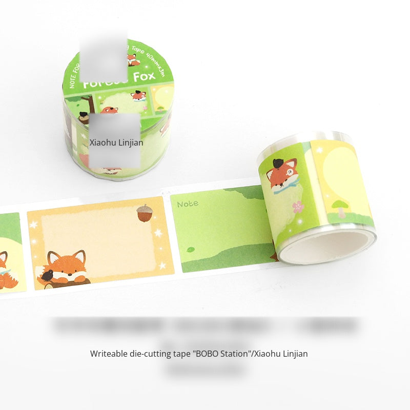 NOTE FOR Writeable Die-cut Tape BOBO Station Cute plush animal koala fox panda hand account DIY patchwork label decorative material Writeable Tape hand account