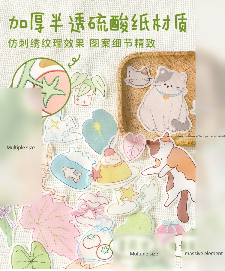 NOTE FOR Tracing Paper material bag semi-transparent poem imitation embroidery light salt hot planting kitten all-matching DIY hand curtain base decoration collage material paper thickened semi-transparent Tracing Paper material