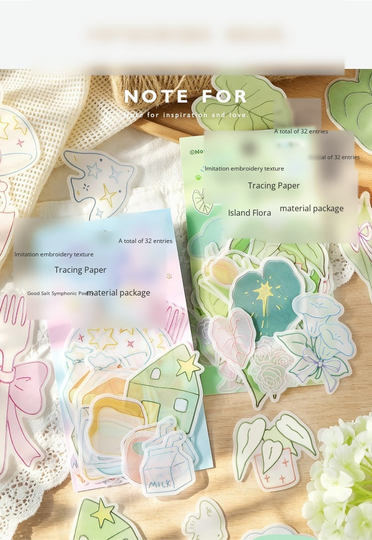 NOTE FOR Tracing Paper material bag semi-transparent poem imitation embroidery light salt hot planting kitten all-matching DIY hand curtain base decoration collage material paper thickened semi-transparent Tracing Paper material