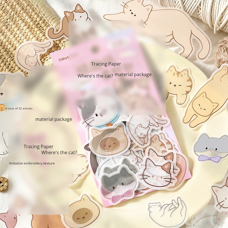 NOTE FOR Tracing Paper material bag semi-transparent poem imitation embroidery light salt hot planting kitten all-matching DIY hand curtain base decoration collage material paper thickened semi-transparent Tracing Paper material