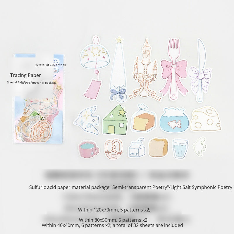 NOTE FOR Tracing Paper material bag semi-transparent poem imitation embroidery light salt hot planting kitten all-matching DIY hand curtain base decoration collage material paper thickened semi-transparent Tracing Paper material