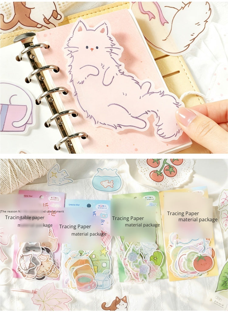 NOTE FOR Tracing Paper material bag semi-transparent poem imitation embroidery light salt hot planting kitten all-matching DIY hand curtain base decoration collage material paper thickened semi-transparent Tracing Paper material