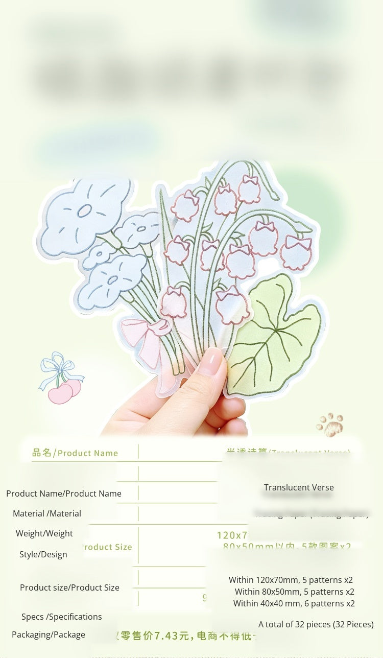 NOTE FOR Tracing Paper material bag semi-transparent poem imitation embroidery light salt hot planting kitten all-matching DIY hand curtain base decoration collage material paper thickened semi-transparent Tracing Paper material