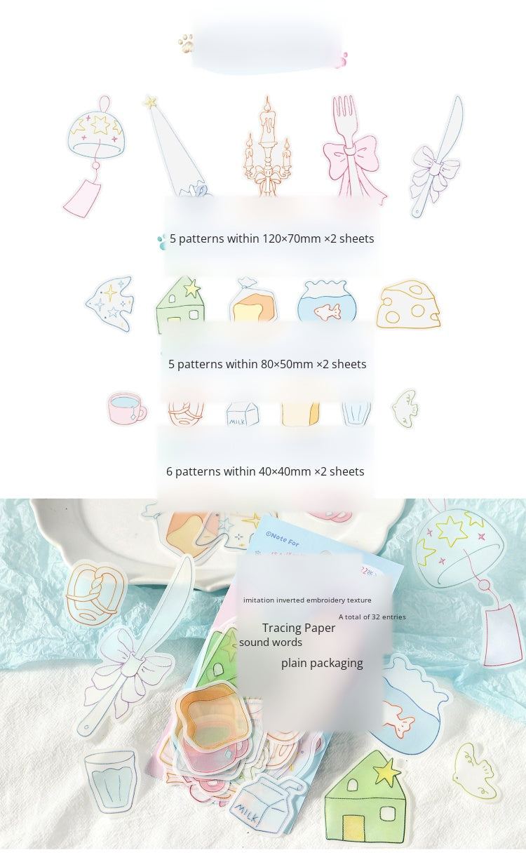NOTE FOR Tracing Paper material bag semi-transparent poem imitation embroidery light salt hot planting kitten all-matching DIY hand curtain base decoration collage material paper thickened semi-transparent Tracing Paper material