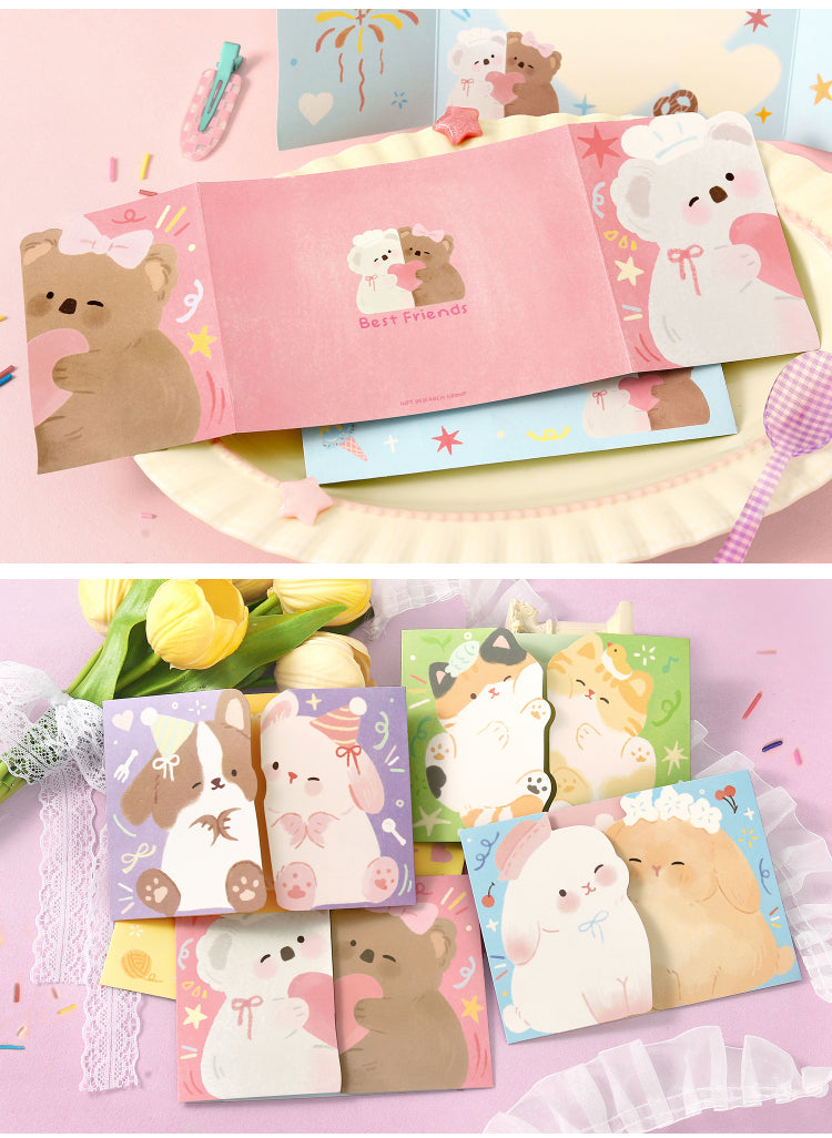 Liyan Society posted heart-warming cards posted good friends Vol.2 Cute girlfriends animals birthday gifts Festival Mother's Day blessing message cards Hugs, mutual posted modeling girlfriends gifts