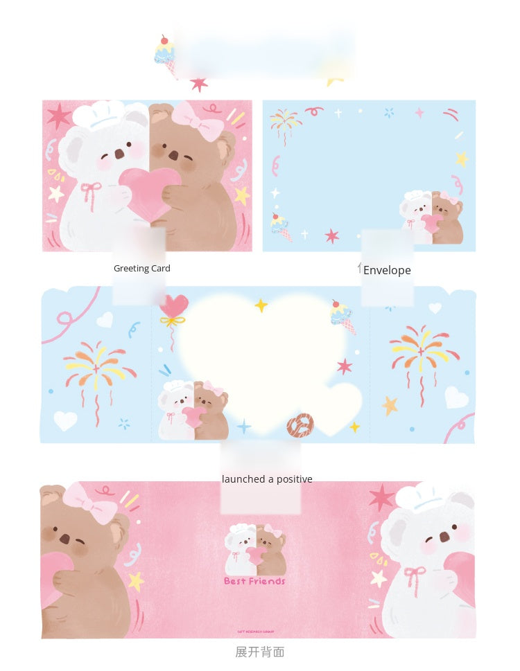 Liyan Society posted heart-warming cards posted good friends Vol.2 Cute girlfriends animals birthday gifts Festival Mother's Day blessing message cards Hugs, mutual posted modeling girlfriends gifts