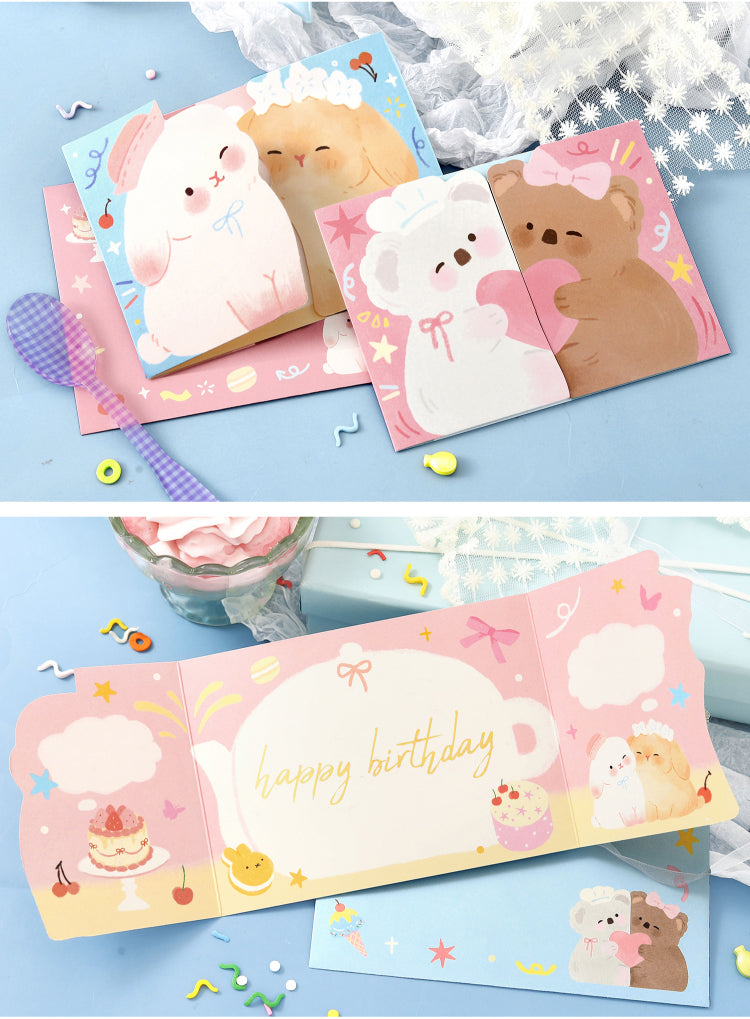 Liyan Society posted heart-warming cards posted good friends Vol.2 Cute girlfriends animals birthday gifts Festival Mother's Day blessing message cards Hugs, mutual posted modeling girlfriends gifts
