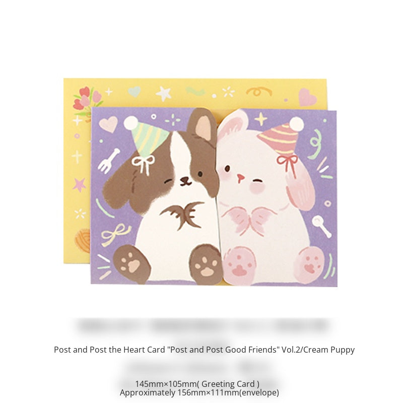 Liyan Society posted heart-warming cards posted good friends Vol.2 Cute girlfriends animals birthday gifts Festival Mother's Day blessing message cards Hugs, mutual posted modeling girlfriends gifts