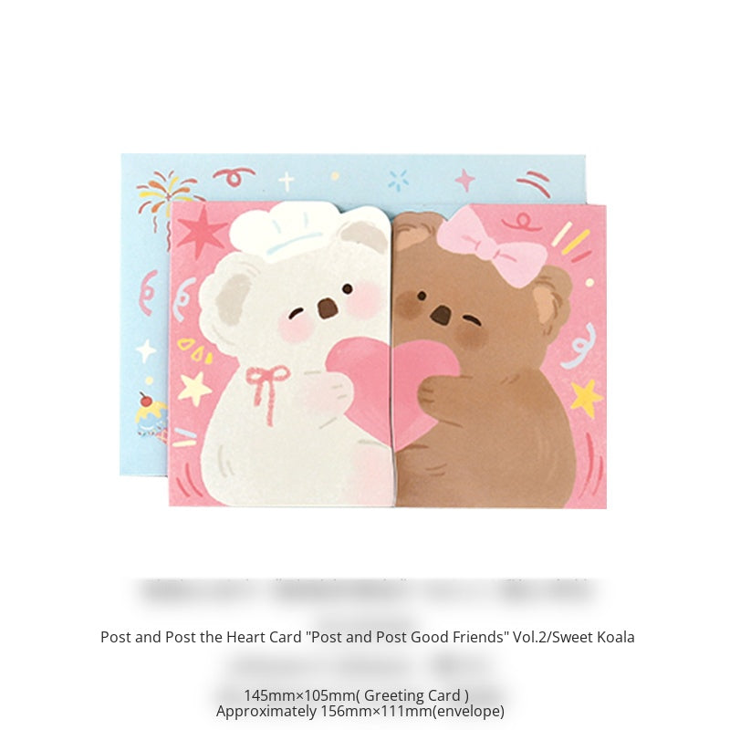 Liyan Society posted heart-warming cards posted good friends Vol.2 Cute girlfriends animals birthday gifts Festival Mother's Day blessing message cards Hugs, mutual posted modeling girlfriends gifts