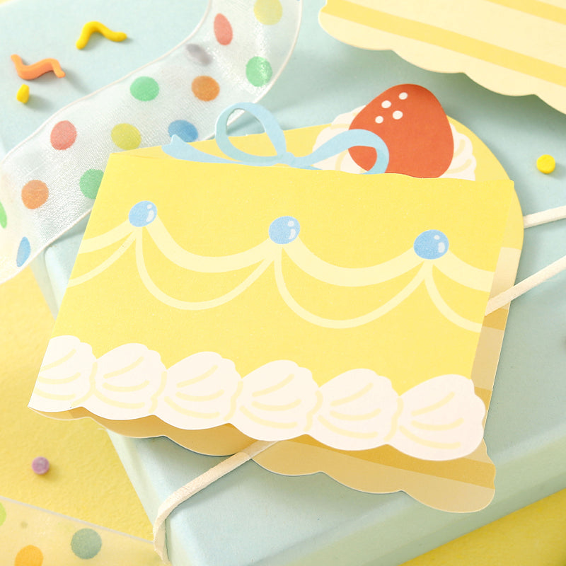 Riyan Society Shape-shaped folding Greeting Card sweet cake house Korean fresh and lovely style birthday gift blessing heart creative cake cut section fruit sandwich birthday gift hand account