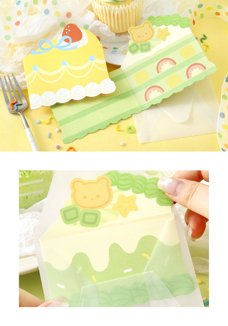 Riyan Society Shape-shaped folding Greeting Card sweet cake house Korean fresh and lovely style birthday gift blessing heart creative cake cut section fruit sandwich birthday gift hand account