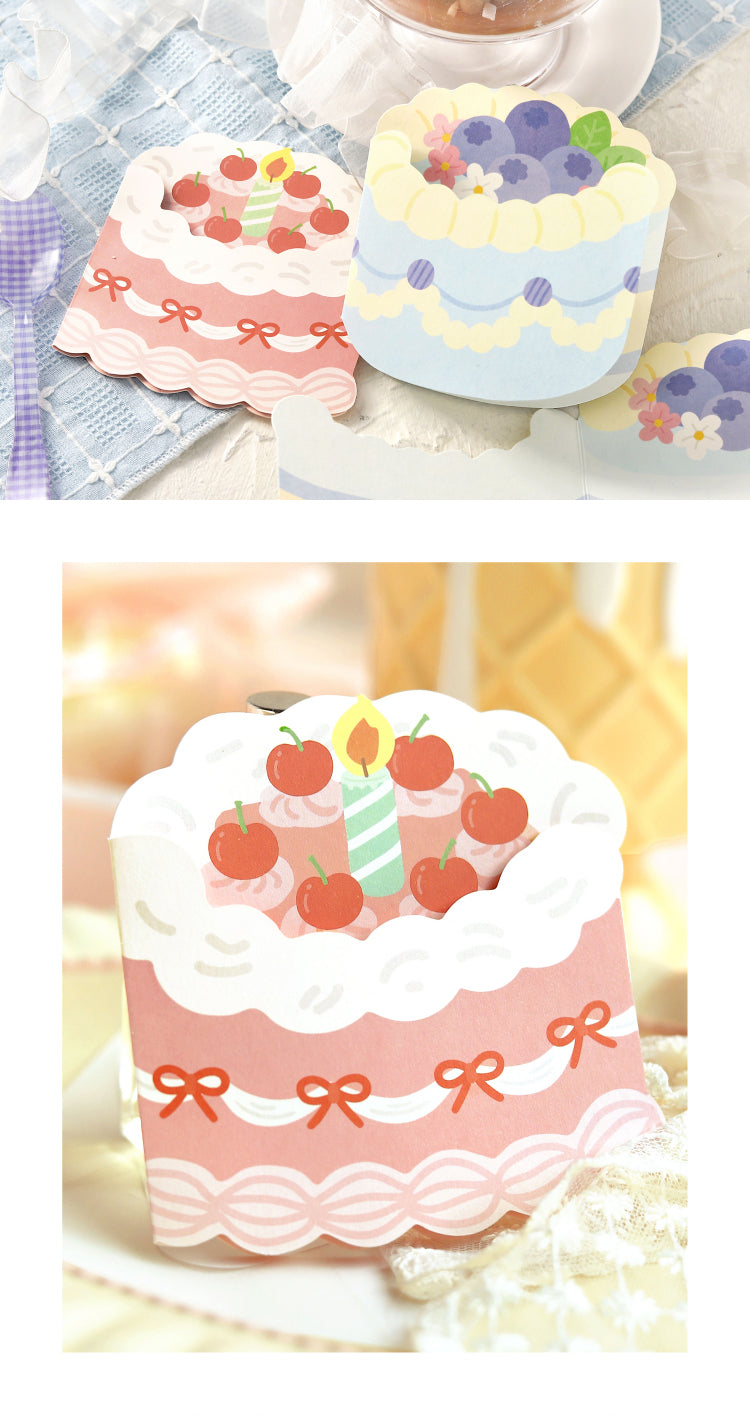 Riyan Society Shape-shaped folding Greeting Card sweet cake house Korean fresh and lovely style birthday gift blessing heart creative cake cut section fruit sandwich birthday gift hand account