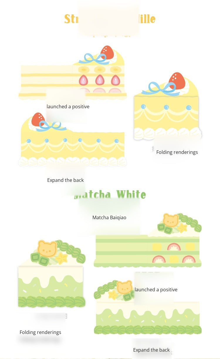 Riyan Society Shape-shaped folding Greeting Card sweet cake house Korean fresh and lovely style birthday gift blessing heart creative cake cut section fruit sandwich birthday gift hand account