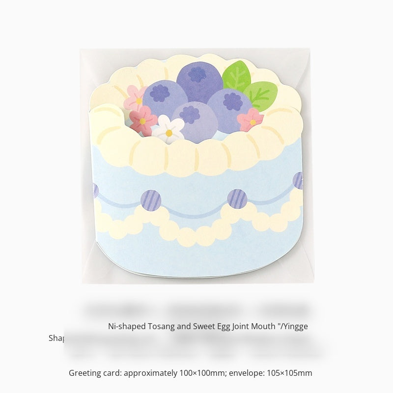 Riyan Society Shape-shaped folding Greeting Card sweet cake house Korean fresh and lovely style birthday gift blessing heart creative cake cut section fruit sandwich birthday gift hand account