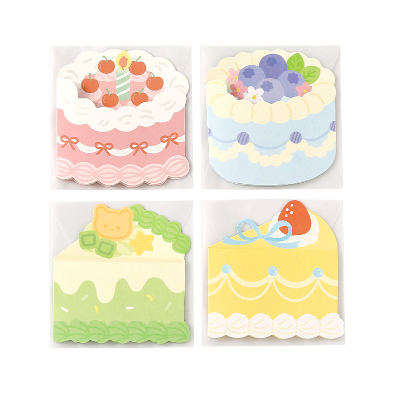Riyan Society Shape-shaped folding Greeting Card sweet cake house Korean fresh and lovely style birthday gift blessing heart creative cake cut section fruit sandwich birthday gift hand account