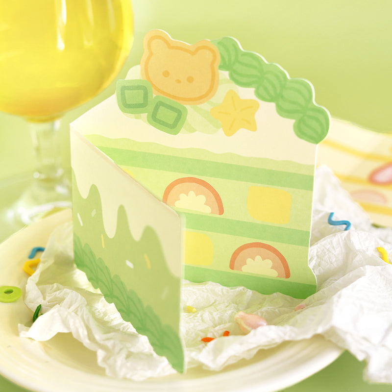Riyan Society Shape-shaped folding Greeting Card sweet cake house Korean fresh and lovely style birthday gift blessing heart creative cake cut section fruit sandwich birthday gift hand account