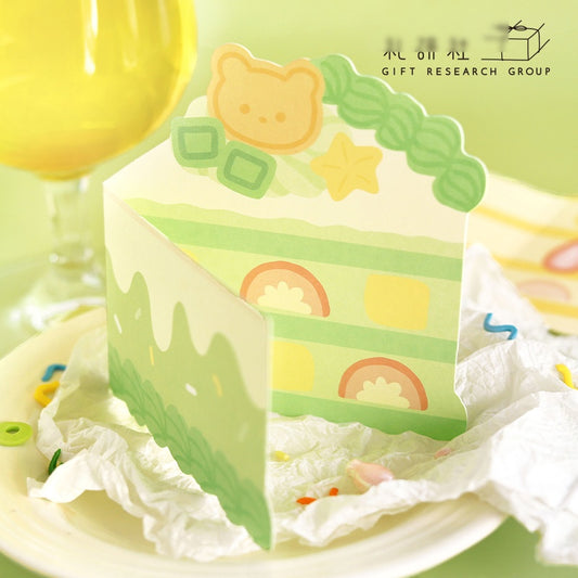Riyan Society Shape-shaped folding Greeting Card sweet cake house Korean fresh and lovely style birthday gift blessing heart creative cake cut section fruit sandwich birthday gift hand account