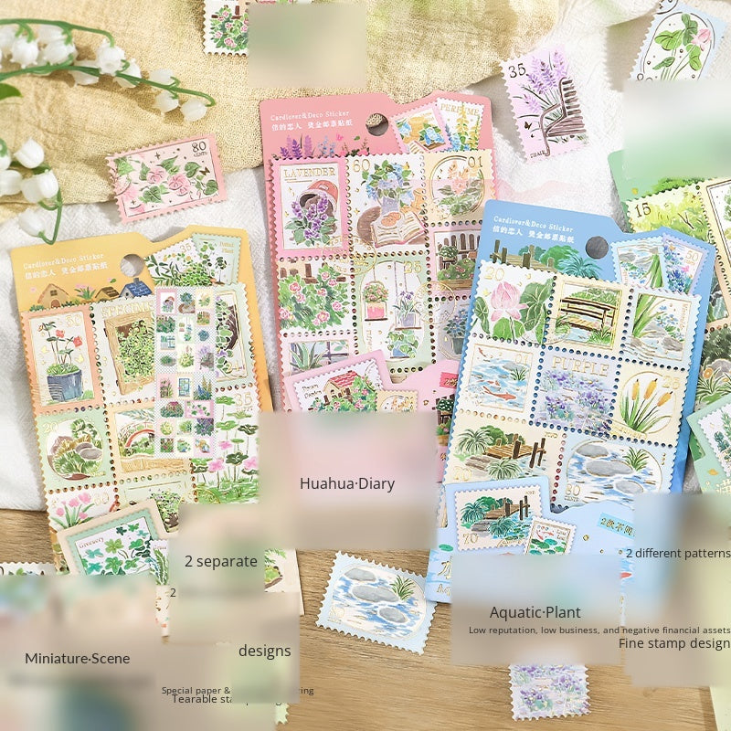 Cardlover Gold Stamping Stamp Sticker Plant Wild Notes Exquisite Art Hand-painted Plant Nature Illustrated Hand-painted Plant Nature Hand-painted Hand-painted Hand-sealed Hand-painted Hand-painted