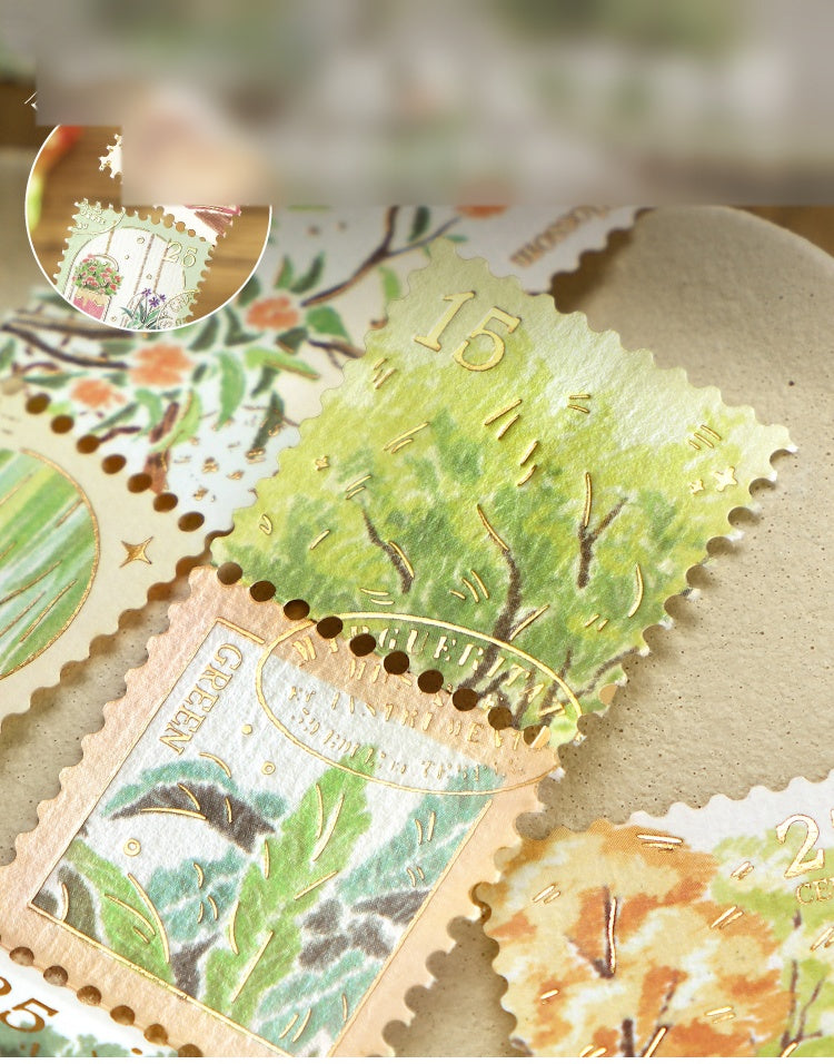 Cardlover Gold Stamping Stamp Sticker Plant Wild Notes Exquisite Art Hand-painted Plant Nature Illustrated Hand-painted Plant Nature Hand-painted Hand-painted Hand-sealed Hand-painted Hand-painted