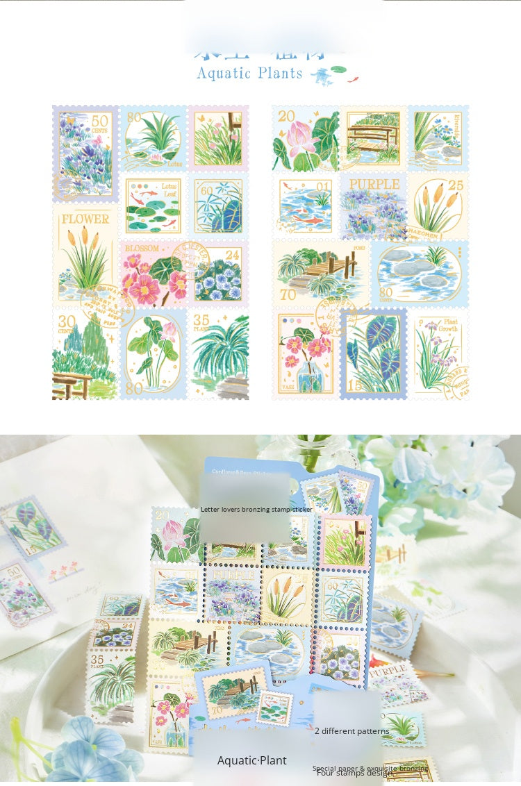 Cardlover Gold Stamping Stamp Sticker Plant Wild Notes Exquisite Art Hand-painted Plant Nature Illustrated Hand-painted Plant Nature Hand-painted Hand-painted Hand-sealed Hand-painted Hand-painted