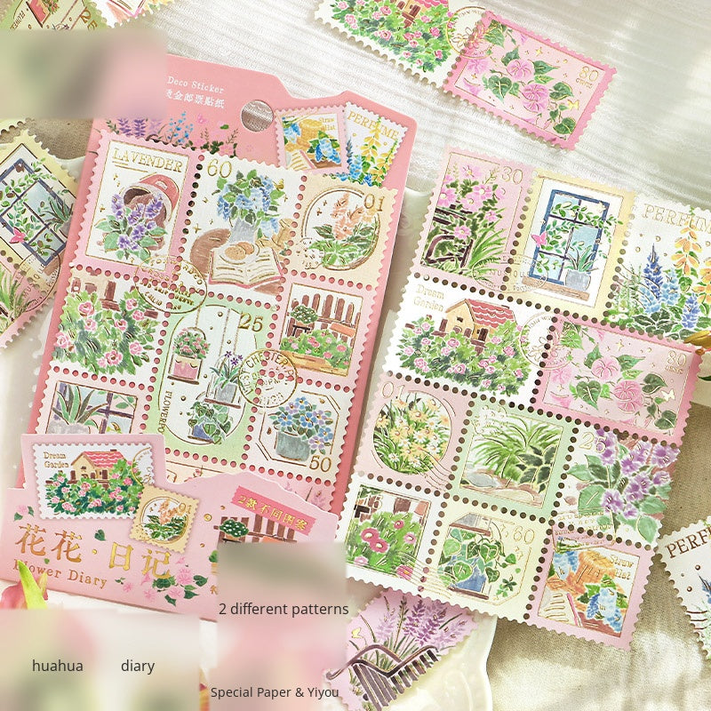 Cardlover Gold Stamping Stamp Sticker Plant Wild Notes Exquisite Art Hand-painted Plant Nature Illustrated Hand-painted Plant Nature Hand-painted Hand-painted Hand-sealed Hand-painted Hand-painted